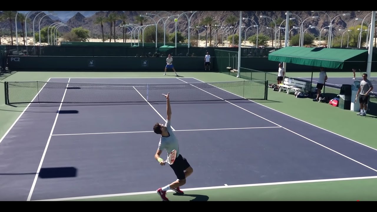 Grigor Dimitrov & Tomas Berdych | Indian Wells Practice 3.8.14 (Court Level)
