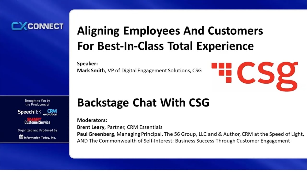 CRM1. Aligning Employees And Customers For Best In Class Total Experience