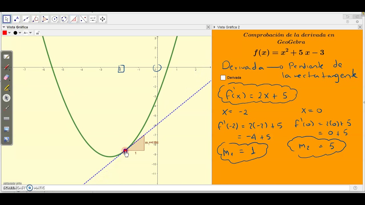 Comprobación derivadas en GeoGebra