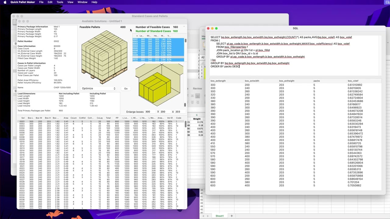 Quick Pallet Maker Example 155 - Selecting the Best Standard Box For Multiple Packages