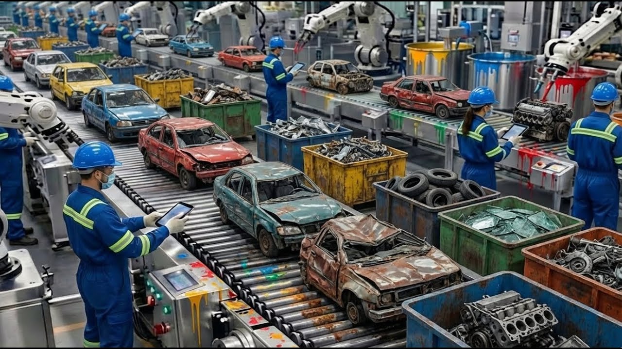 Old Cars into New Steel  | Inside the Massive Car Recycling Factory (Full Process)