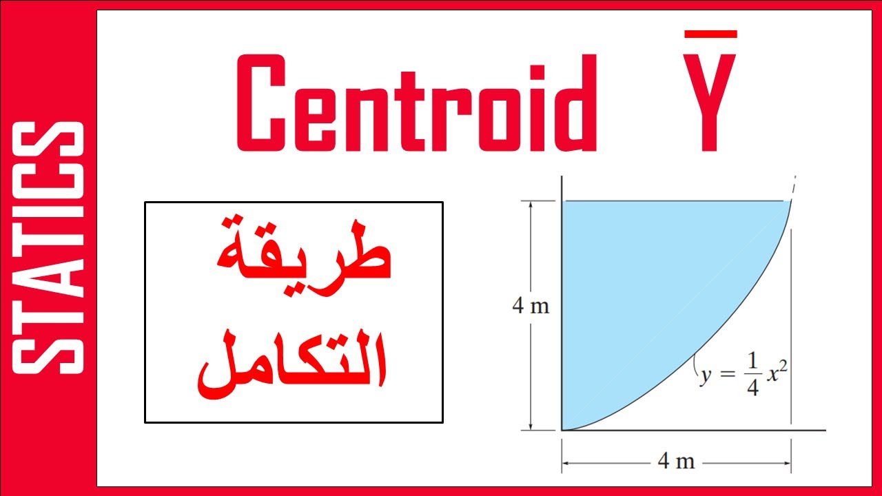 STATICS: centroid y of an area integration method - مركز الثقل لمساحة شكل باستخدام طريقة التكامل