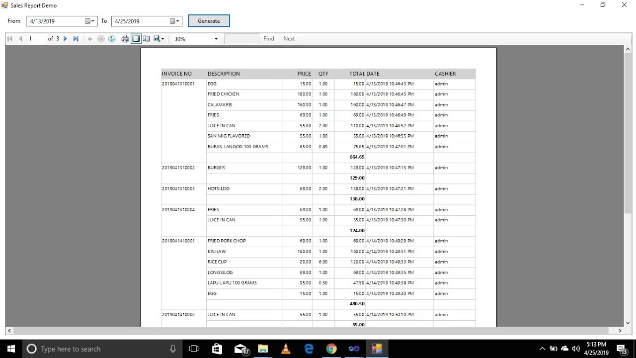 Sales Report using VB.Net RDLC (Tagalog)