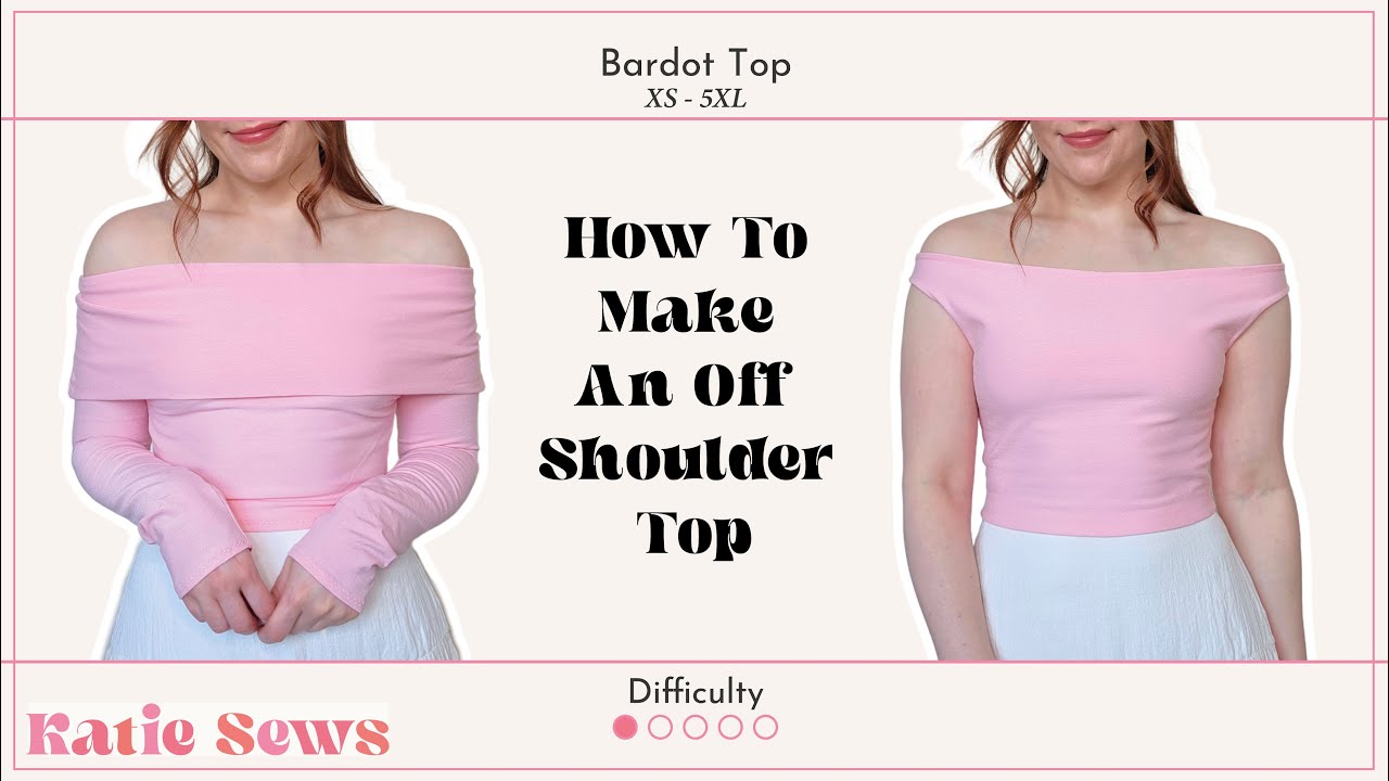 How To Make An Off Shoulder Top With Sleeves | Bardot Top Pattern | Beginner Friendly