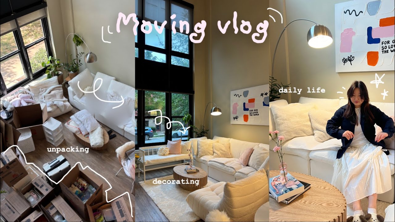Moving vlog | unpacking & settling into new loft, setting daily routines, cute clean aesthetic