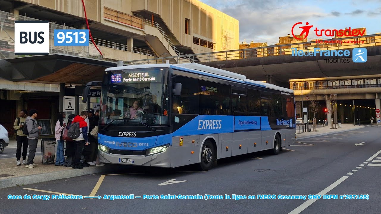 [Ligne 9513 Transdev Vexin] Crossway GNV n°257125 – Cergy Préfecture à Porte St-Germain #transdev 