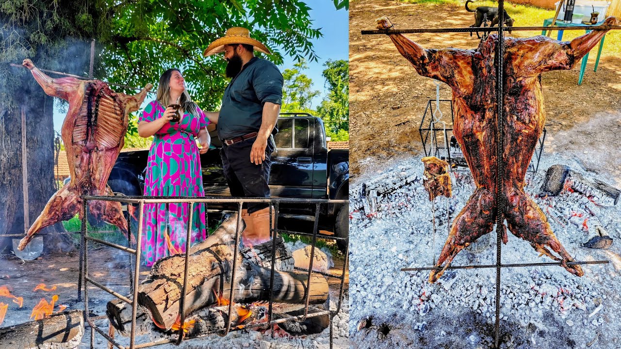 cordeiro assado no fogo de chão