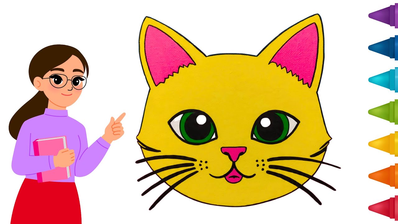 How to Draw cartoon Cat drawing for kids