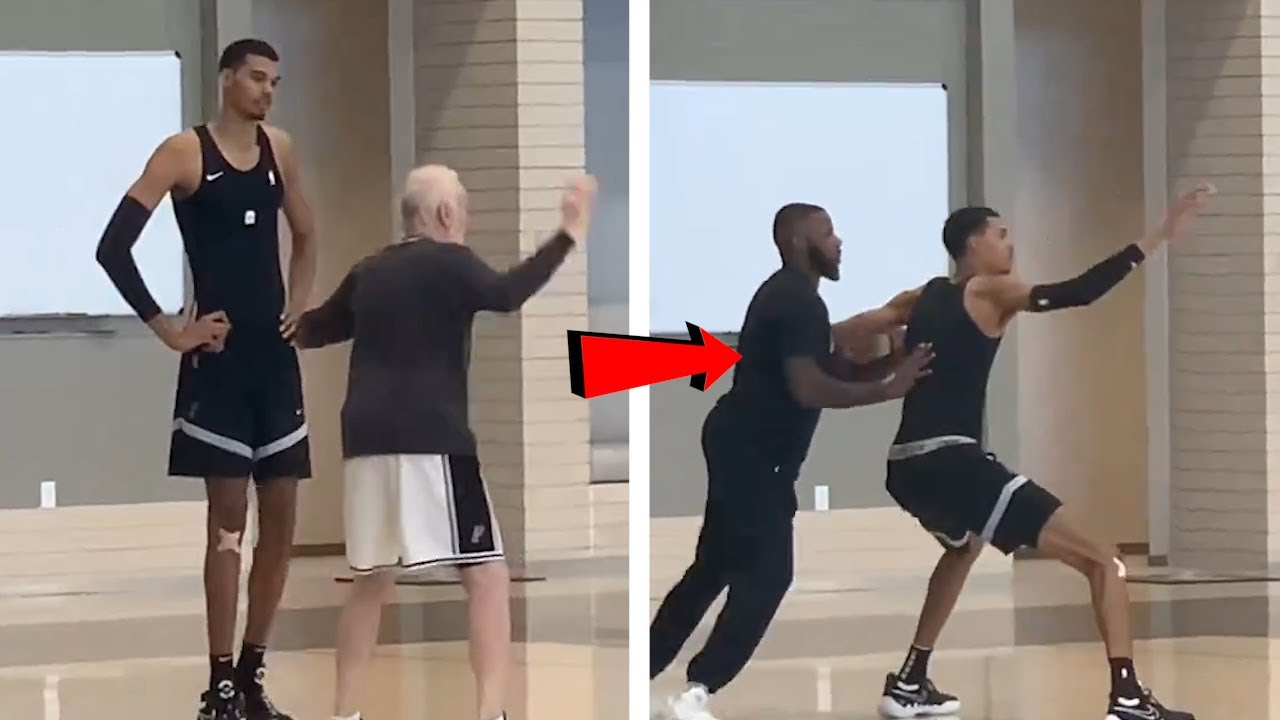 Victor Wembanyama Gets One on One Post Up Lessons With Gregg Popovich and Spurs Staff