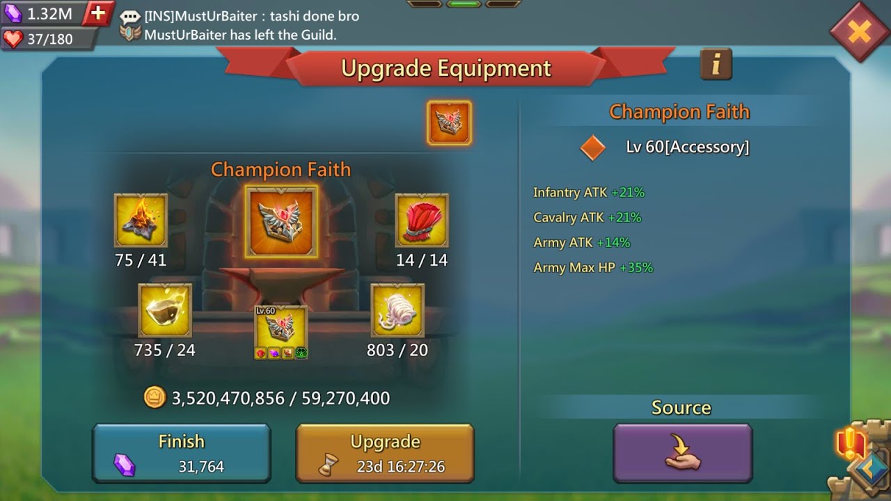 Lords Mobile - COMPLETED MY MYTHIC CHAMPION SET! THE THIRD MYTHIC CHAMPION FAITH!