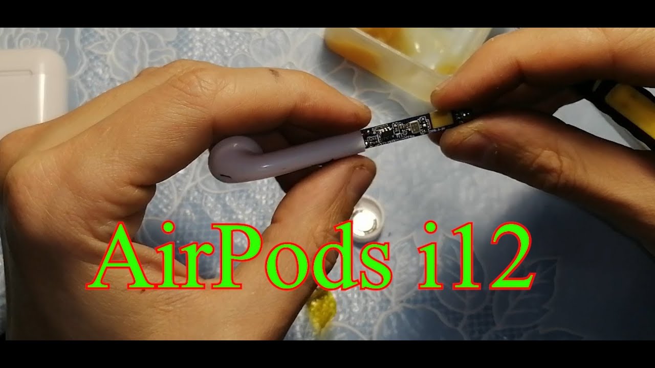 Airpods i12 разбираем наушники и убираем светодиоды