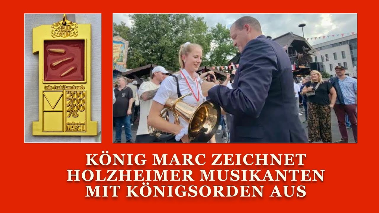 Neusser B&uuml;rger Sch&uuml;tzenfest 2023 / Musiker vom Musikverein Holzheim erhalten K&ouml;nigsorden vom K&ouml;nig