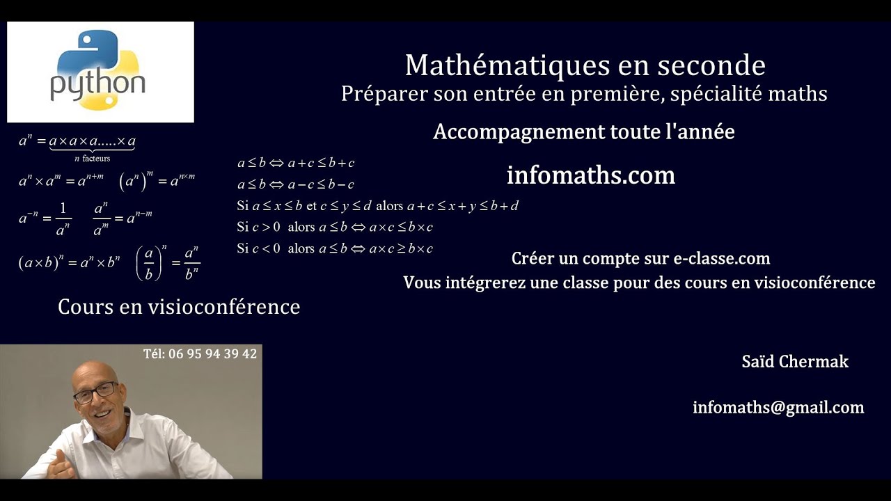 MATHÉMATIQUES EN SECONDE. PYTHON. VARIABLES ET TYPES