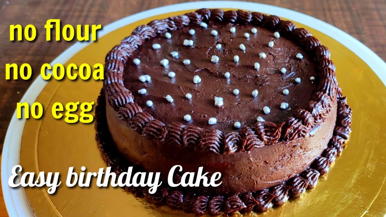 Birthday Chocolate Cake in lock-down,no cocoa powder,no flour,no fresh cream eggles and without oven