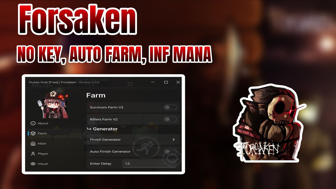 [🔪Forsaken]Script No key, Auto Farm, inf mana