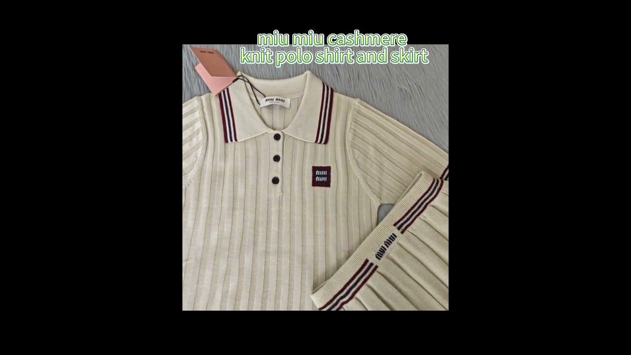 miu miu cashmere knit polo shirt and skirt review#fashion #shorts