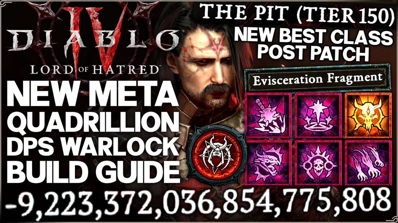 Diablo 4 - New Best Meta OP 100 QUADRILLION DAMAGE Warlock Build S13 Pit 150 Eviscerate Bleed Guide!