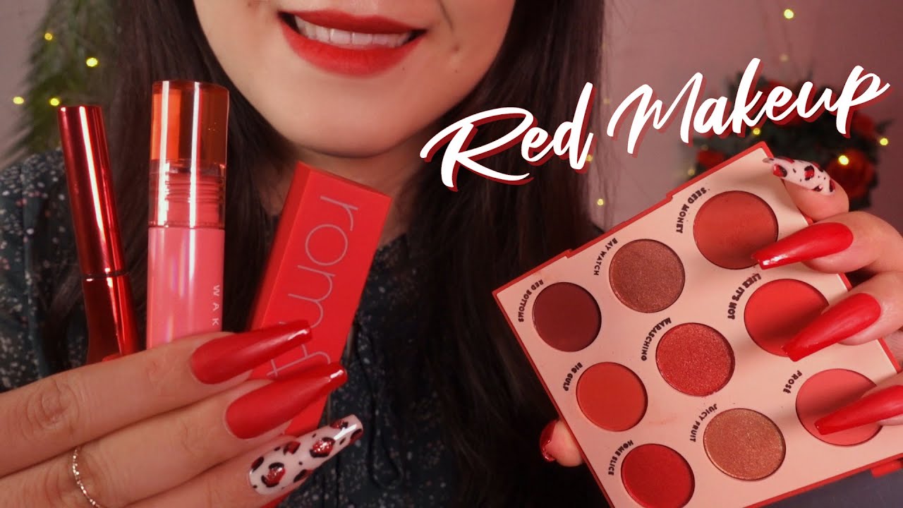 ASMR Doing Your RED Makeup 💋 No Talking (Semi-Fast & Aggressive, Layered Sounds)