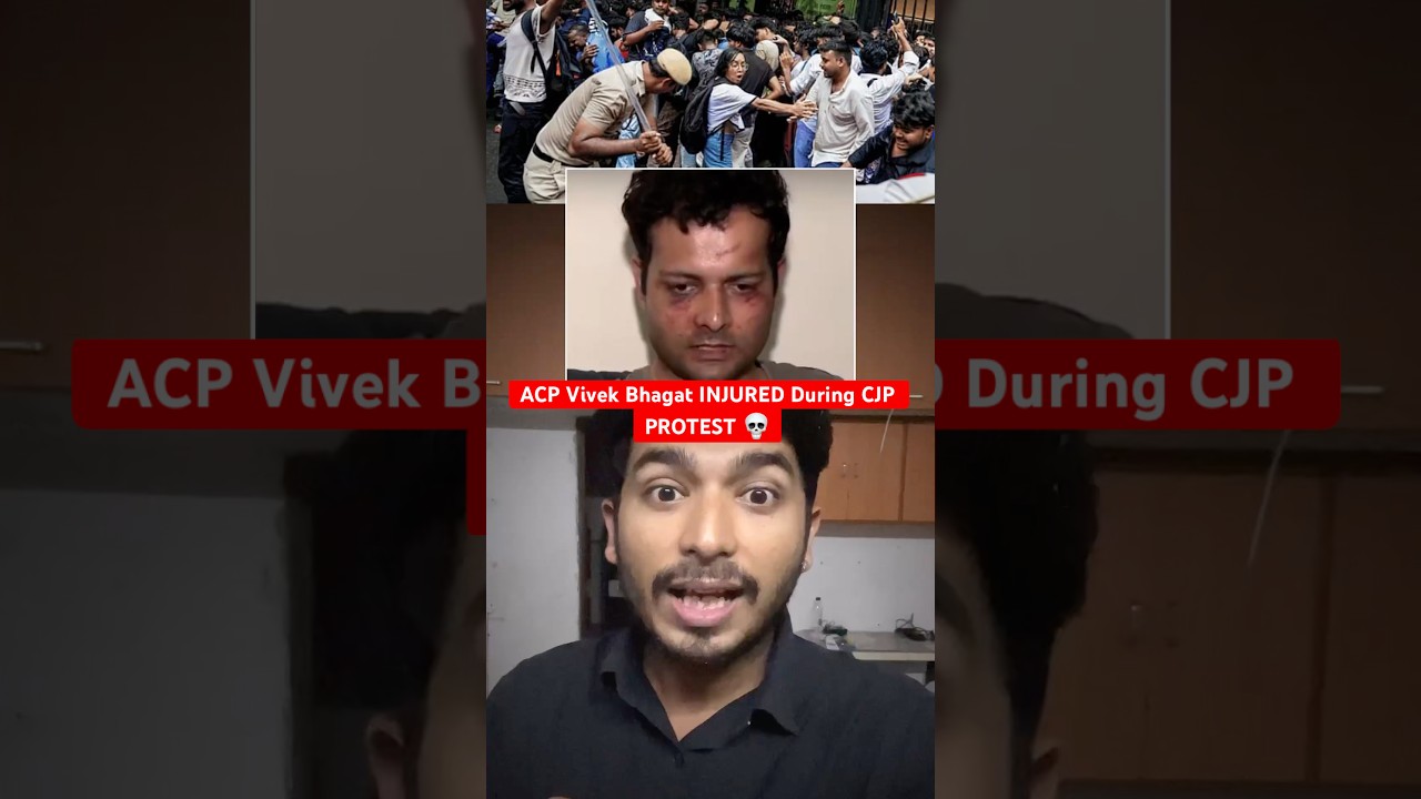 ACP Vivek Bhagat Injured During CJP Protest😱 #cjp #cjpprotest #delhi #vivekbhagat #breakingnews