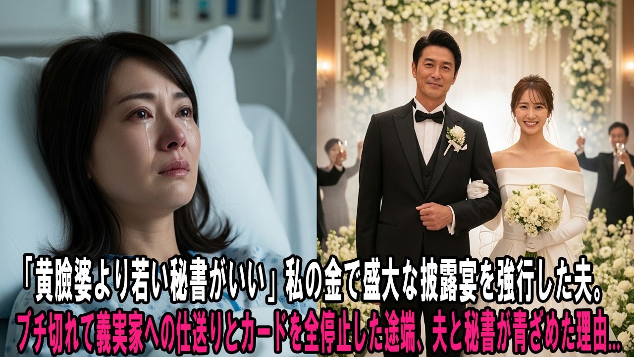 「黄臉婆より若い秘書がいい」私の金で盛大な披露宴を強行した夫。ブチ切れて義実家への仕送りとカードを全停止した途端、夫と秘書が青ざめた理由...