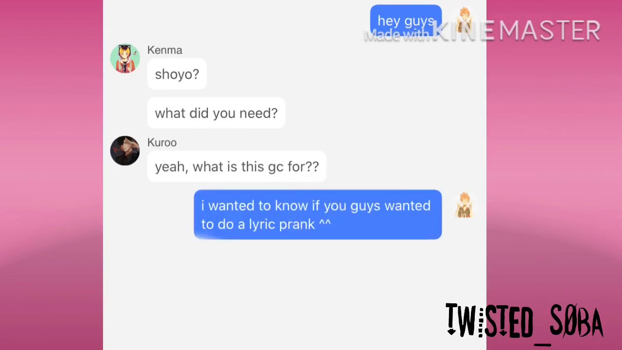 Haikyuu texts || lyric prank || kuroken
