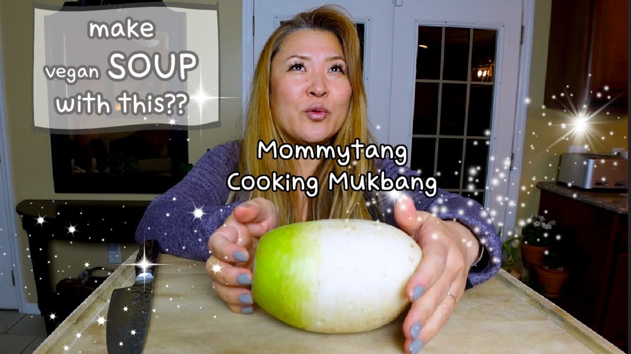 [Cooking Mukbang] Really simple Korean Radish Soup recipe (채식 무국) Vegan Mu-Guk 🥰