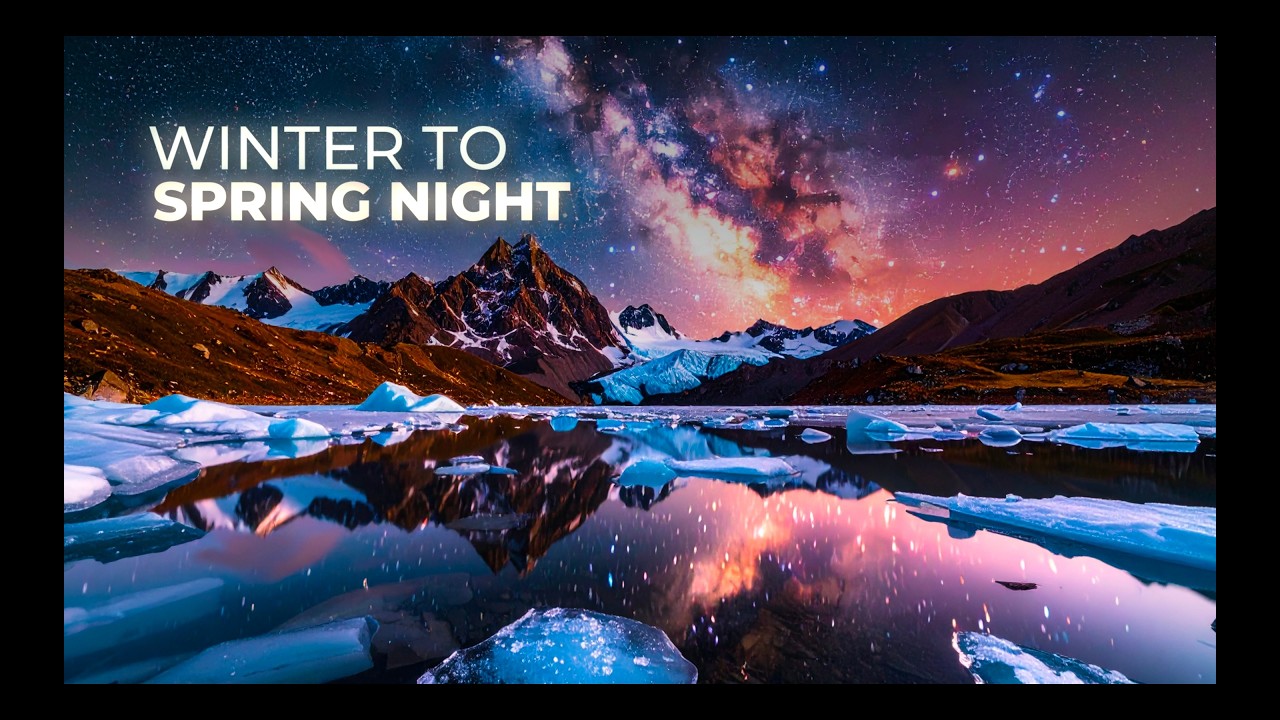 Relaxing Ambient Piano ❄️ Winter to Spring Night | Calm Starlit Soundscape for Sleep & Focus