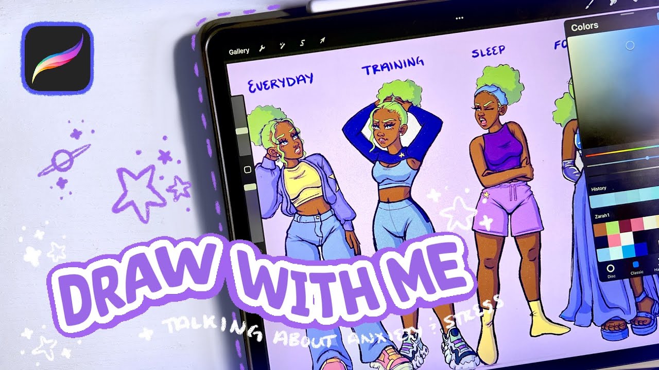 Draw with Me 💫✨ Drawing my Main Characters Outfits + Talking About Stress