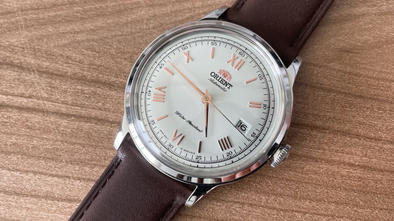 Ремешок для часов Wocci 21 мм из темно-коричневой кожи и часы Orient Bambino 2-го поколения, версия 2 FAC00008W0