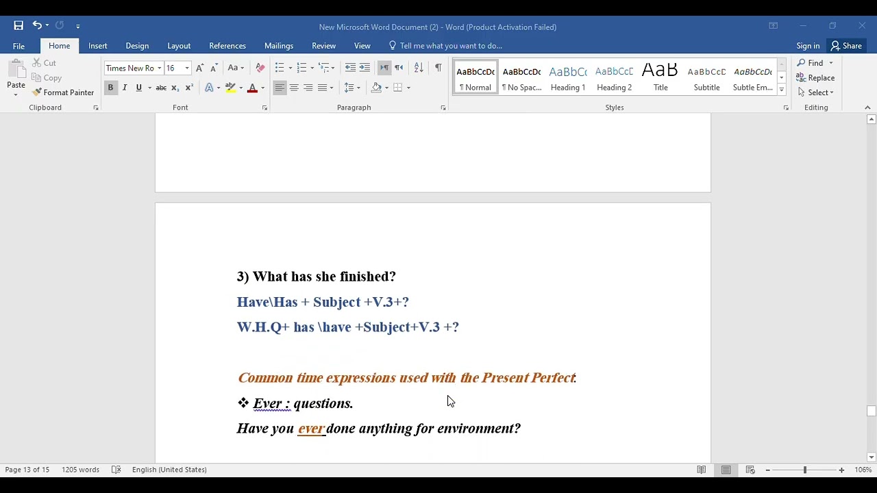 الصف التاسع \ الوحدة 7 : Present Perfect