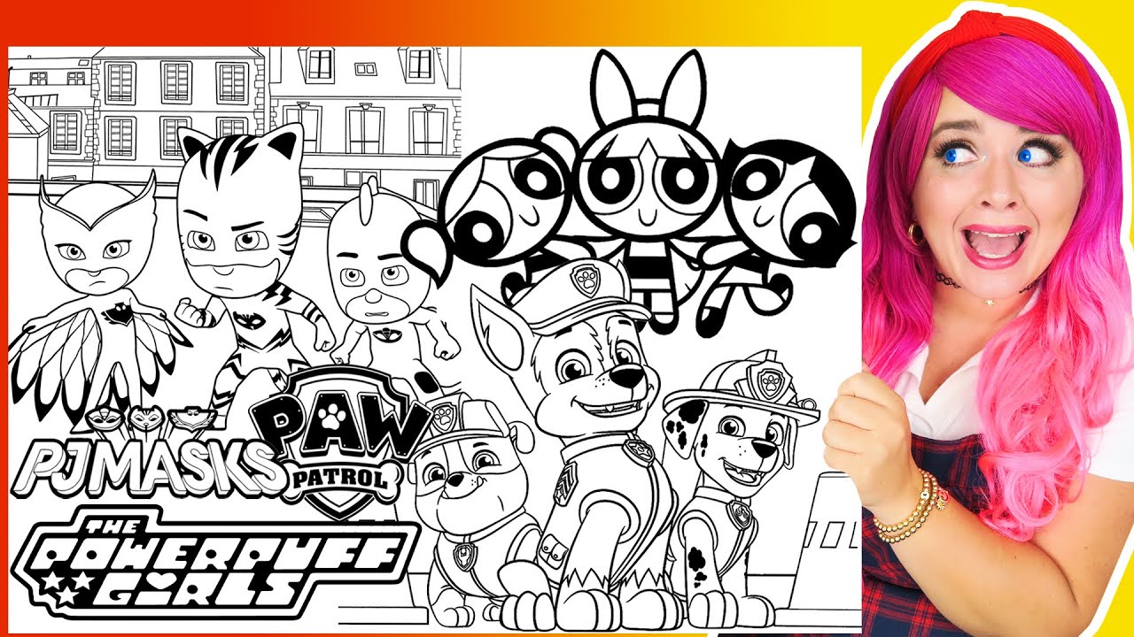 Coloring PJ Masks, Paw Patrol & Powerpuff Girls Coloring Pages | Awesome Trios Coloring Videos