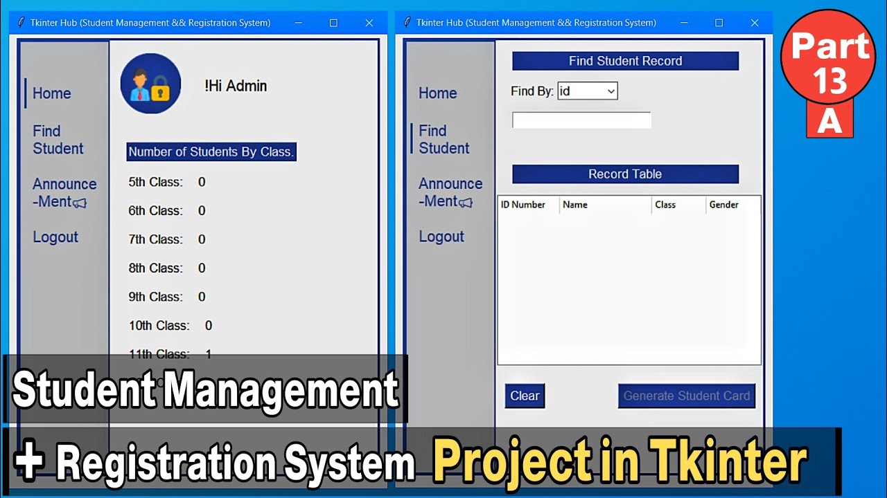Admin Find Student Page: Search with Treeview & Generate Student Card (Part 13 Section A)