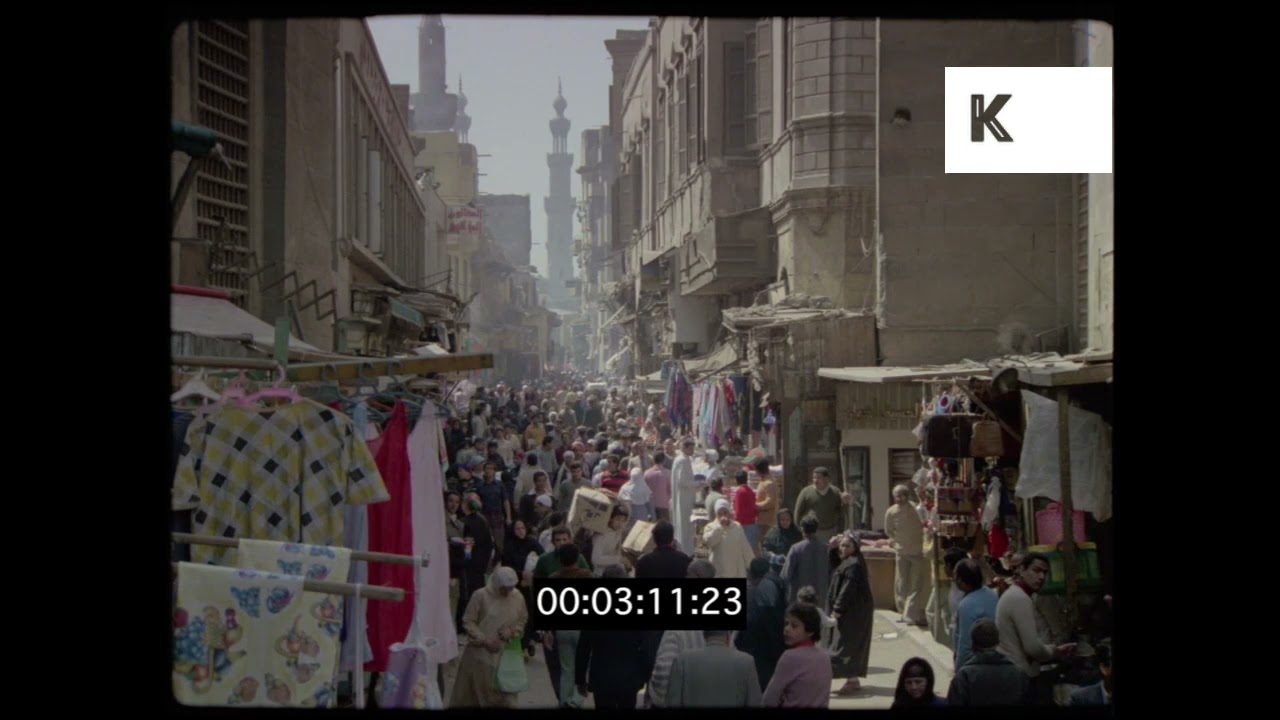 1980s Cairo, Busy Market, Street Scenes, 35mm