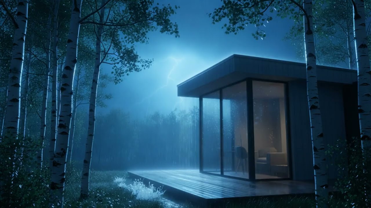 Tranquil Shower Symphony – Natural Rainfall and Thunder