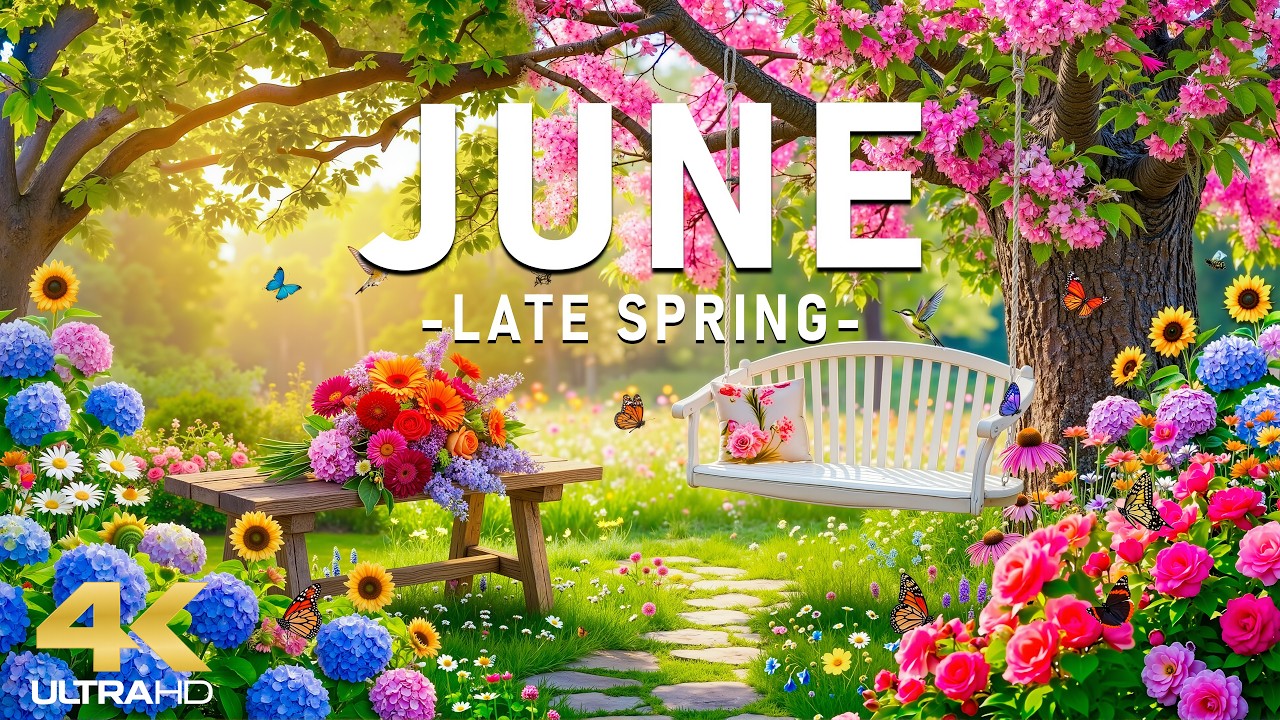 Peaceful June 4K 🌸 Late Spring Flowers, Garden Paths & Soft Morning Serenity