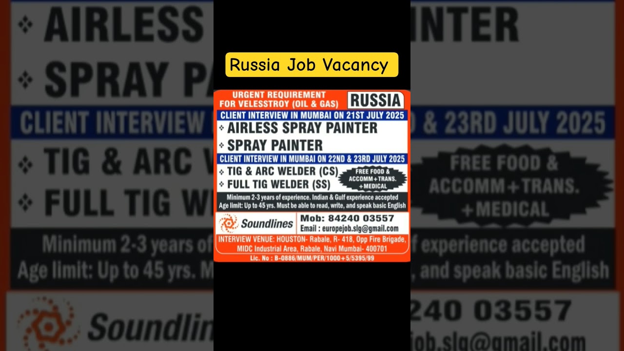 Russia jobs, Russia job vacancies, Russia jobs 2025 