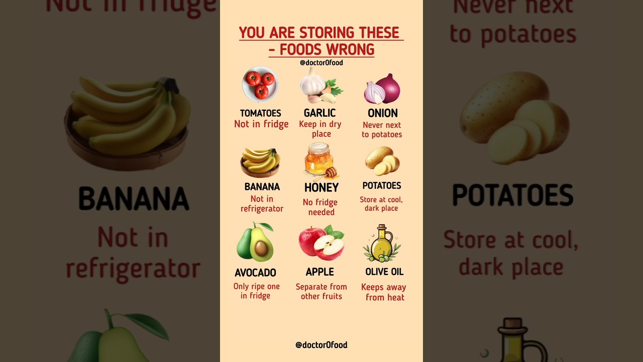 You&rsquo;re Storing These Foods Wrong! | Proper Food Storage Tips 🍎🥑🍯 #healthylifestyle #healthyeating
