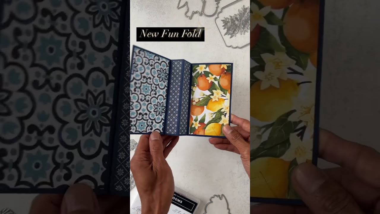Citrus Blooms Fun Fold Cardmaking Online Class Papercraft Project #funfold #stampinup #onlineclass