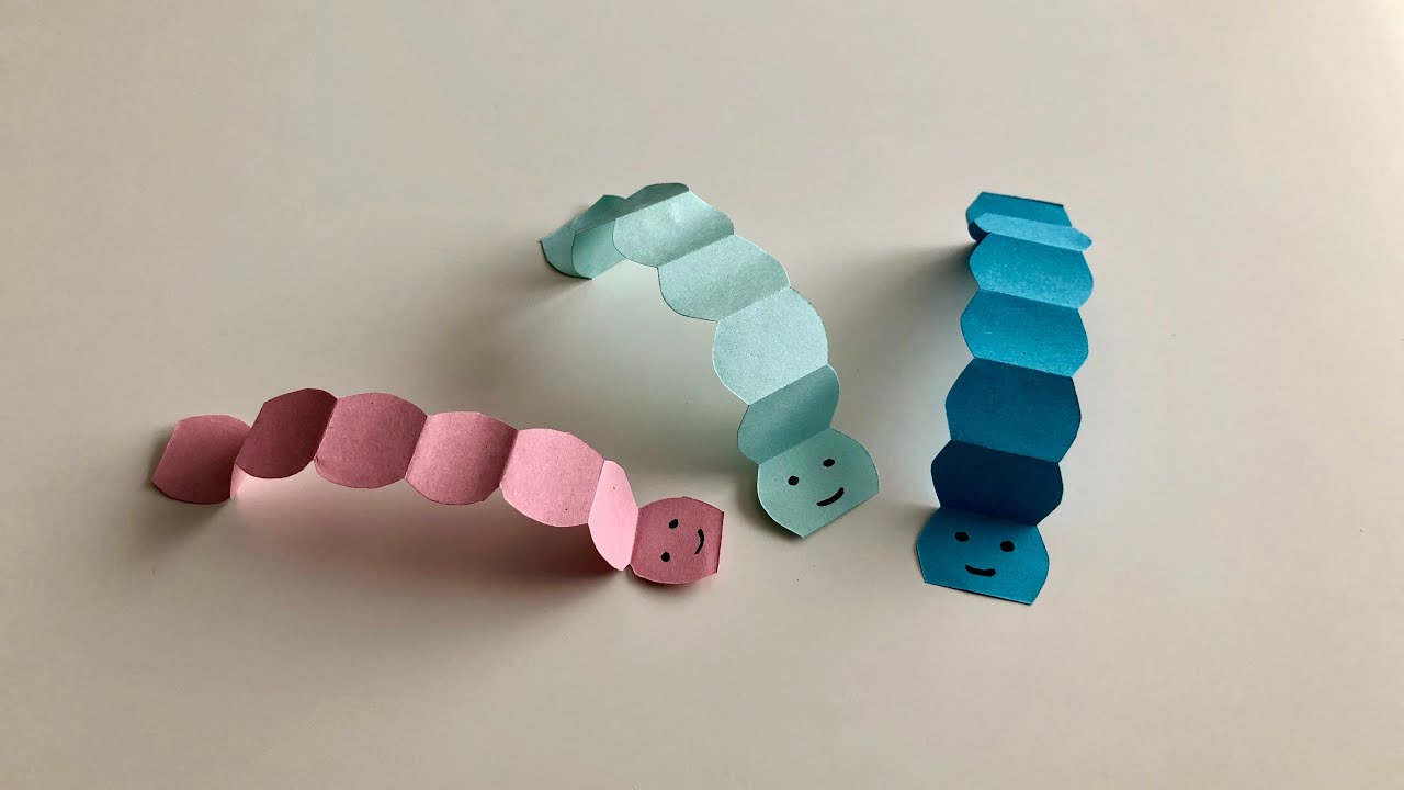 Bastelideen f&uuml;r Kinder - Wurm aus Papier falten - Willi der Wurm - DIY WORM moving paper caterpillar
