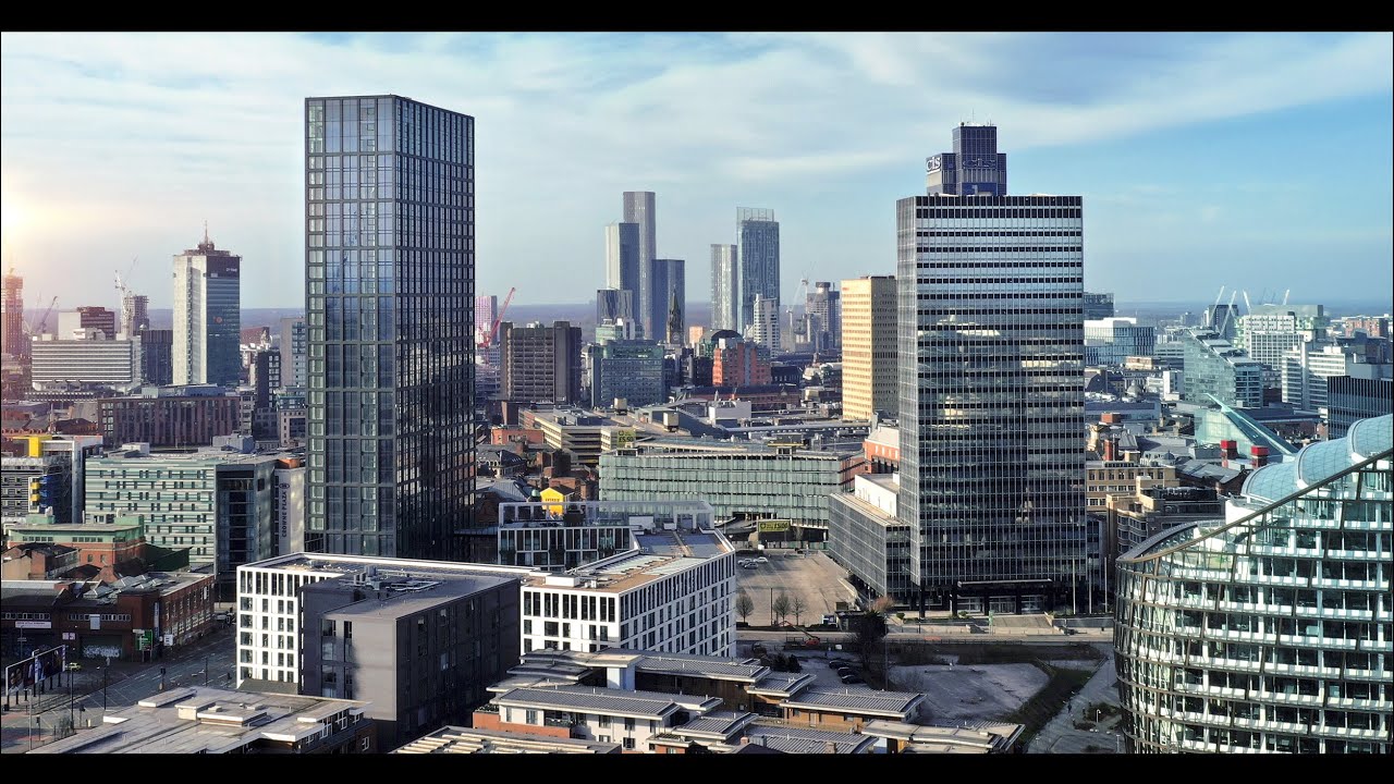 Manchester Skyline Drone Footage 4K UK Skyscrapers 2020 Mavic 2 Pro Eerie Empty Streets CINEMATIC