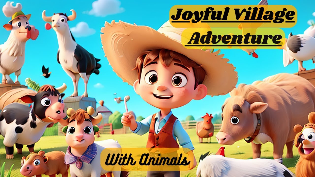 The Joyful Village Adventure with Animals, Heartwarming 3D Cartoon  Kids Funny video.
