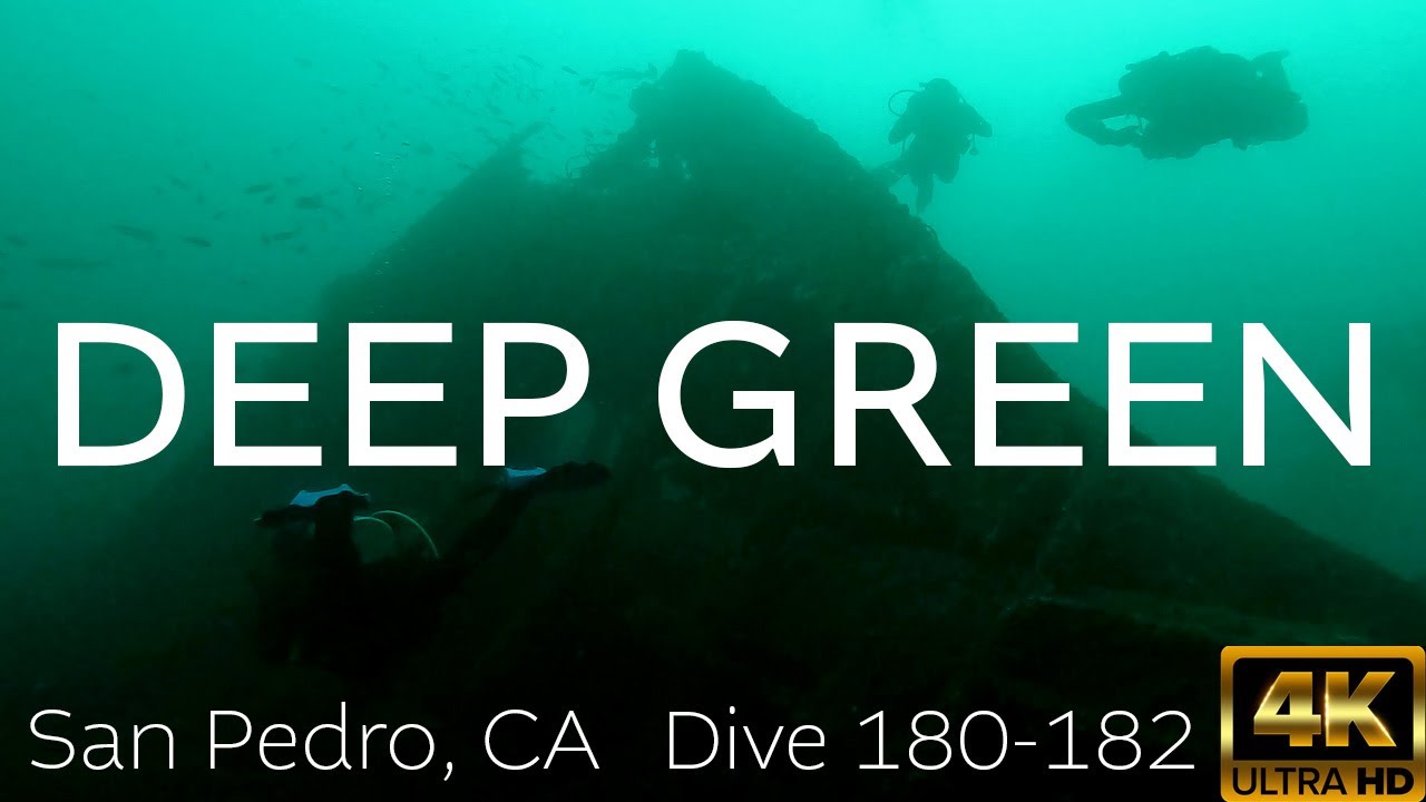 SCUBA Deep Green - Oil Rig Diving - Giant Stride Dive Boat - San Pedro CA 2023 - 4K