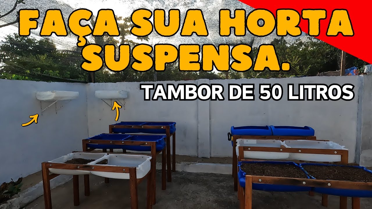 passo a passo horta suspensa feita com tambor de 50 litros