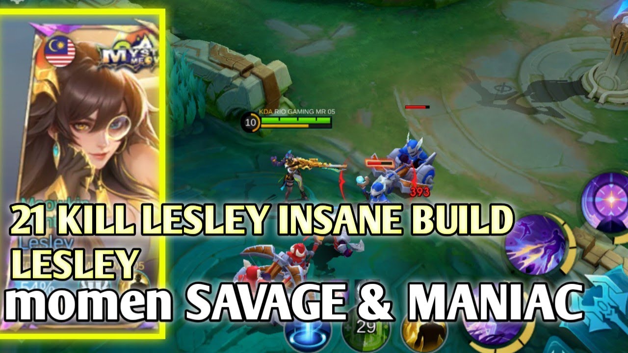 SAVAGE & MANIAC 21 KILL LESLEY INSANE BUILD LESLEY EMBLEM FOR TOP GLOBAL LESLEY - MLBB  
