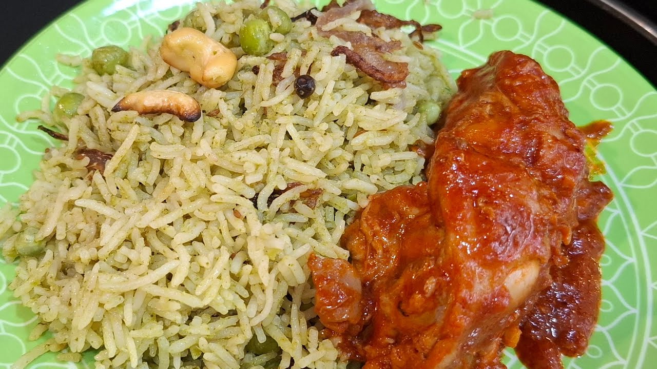 2 in 1 Recipe Peas Rice and Spicy Chicken Combo Indian style best to serve in any functions