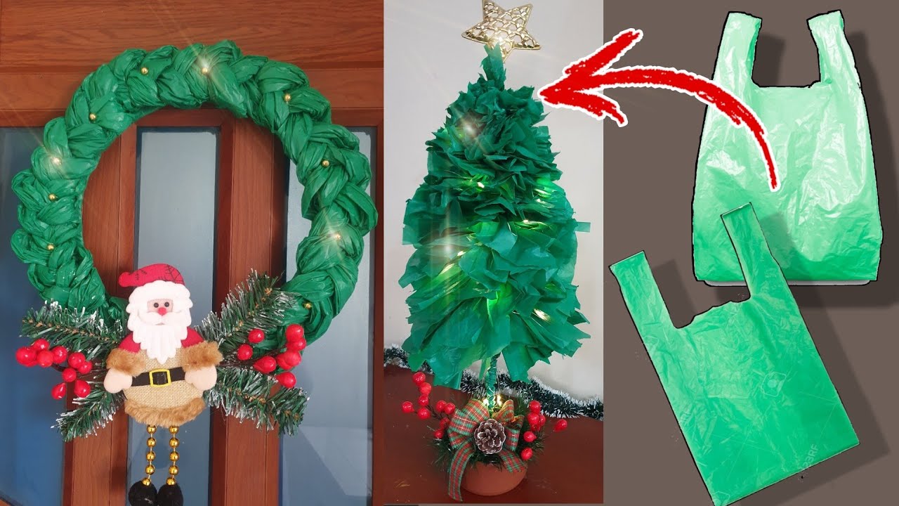 2 Increíbles Ideas Navideñas con BOLSAS PLÁSTICAS Recicladas🎄 Después de ver esto! Querrás Hacerlo!👍