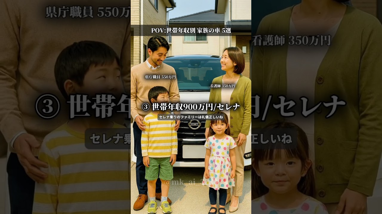 【偏見】世帯年収別家族の車 #ai
