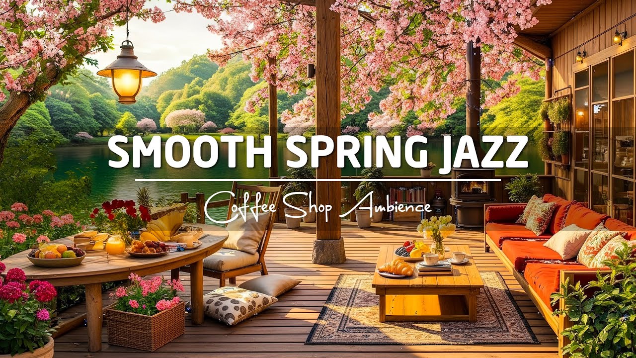 Smooth Jazz Music ~ Spring Coffee Shop Ambience for Work, Study 🌸 Relaxing Jazz Instrumental Music