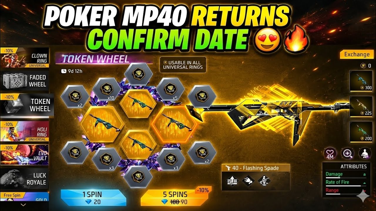 Poker mp40 Return🔥🤯 | next universal ring event free fire | poker mp40 return confirm date 2026