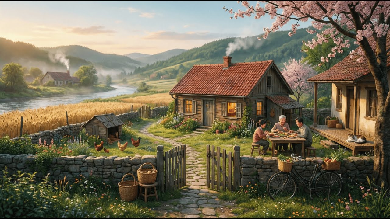 A Beautiful Day in Indian Village Life 🌾 Ghibli Style Peaceful Animation | Sunrise to Sunset